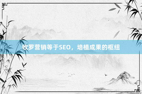 收罗营销等于SEO，培植成果的枢纽